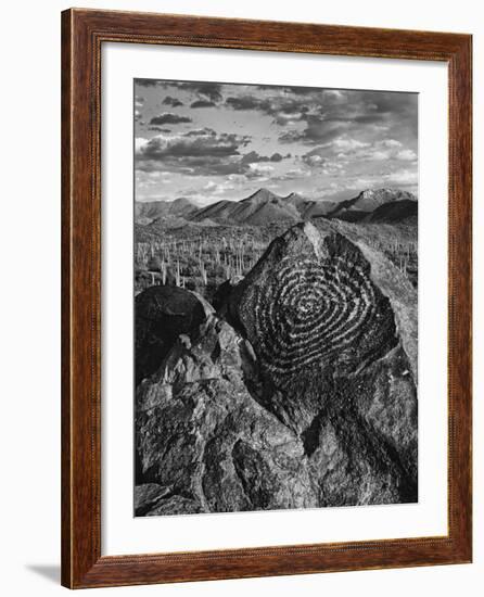 USA, Arizona, Saguaro National Park. Petroglyphs on Signal Hill-Dennis Flaherty-Framed Photographic Print
