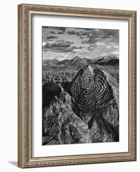 USA, Arizona, Saguaro National Park. Petroglyphs on Signal Hill-Dennis Flaherty-Framed Photographic Print