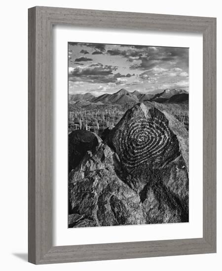 USA, Arizona, Saguaro National Park. Petroglyphs on Signal Hill-Dennis Flaherty-Framed Photographic Print