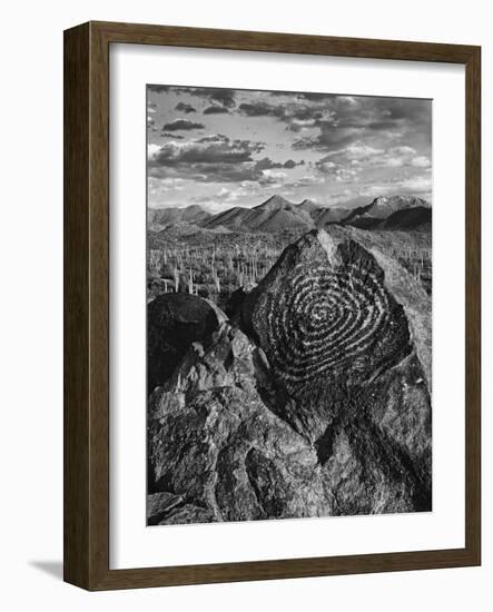 USA, Arizona, Saguaro National Park. Petroglyphs on Signal Hill-Dennis Flaherty-Framed Photographic Print