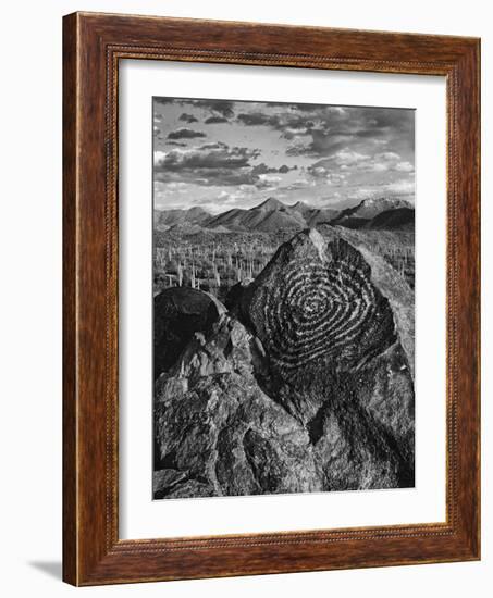 USA, Arizona, Saguaro National Park. Petroglyphs on Signal Hill-Dennis Flaherty-Framed Photographic Print