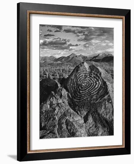 USA, Arizona, Saguaro National Park. Petroglyphs on Signal Hill-Dennis Flaherty-Framed Photographic Print