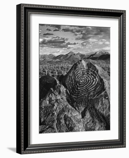 USA, Arizona, Saguaro National Park. Petroglyphs on Signal Hill-Dennis Flaherty-Framed Photographic Print