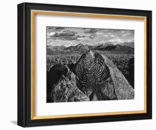 USA, Arizona, Saguaro National Park. Petroglyphs on Signal Hill-Dennis Flaherty-Framed Photographic Print