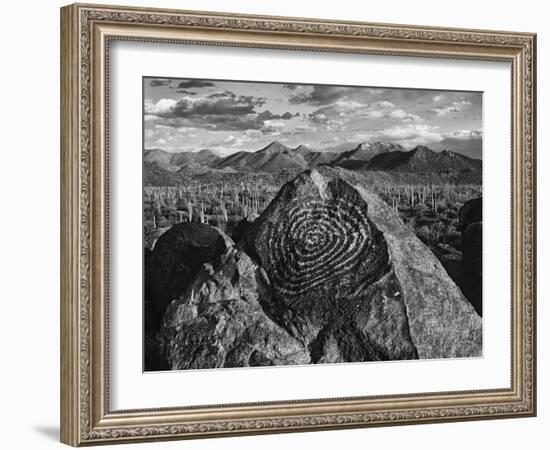 USA, Arizona, Saguaro National Park. Petroglyphs on Signal Hill-Dennis Flaherty-Framed Photographic Print