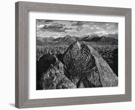 USA, Arizona, Saguaro National Park. Petroglyphs on Signal Hill-Dennis Flaherty-Framed Photographic Print