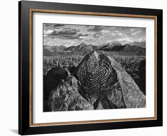 USA, Arizona, Saguaro National Park. Petroglyphs on Signal Hill-Dennis Flaherty-Framed Photographic Print