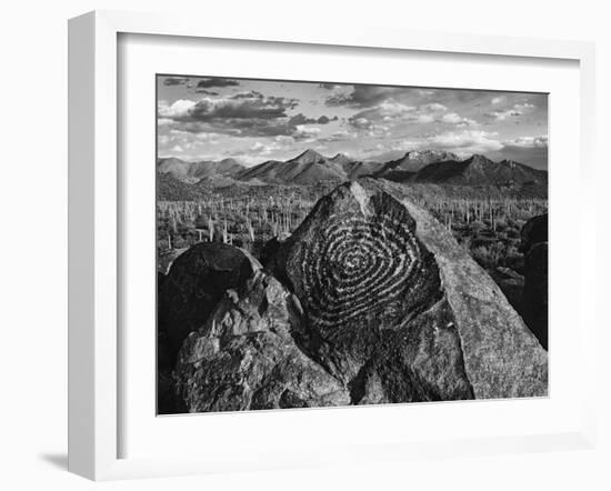 USA, Arizona, Saguaro National Park. Petroglyphs on Signal Hill-Dennis Flaherty-Framed Photographic Print