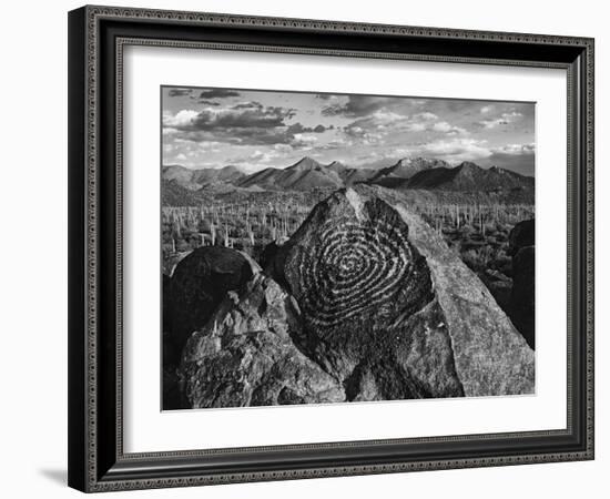 USA, Arizona, Saguaro National Park. Petroglyphs on Signal Hill-Dennis Flaherty-Framed Photographic Print