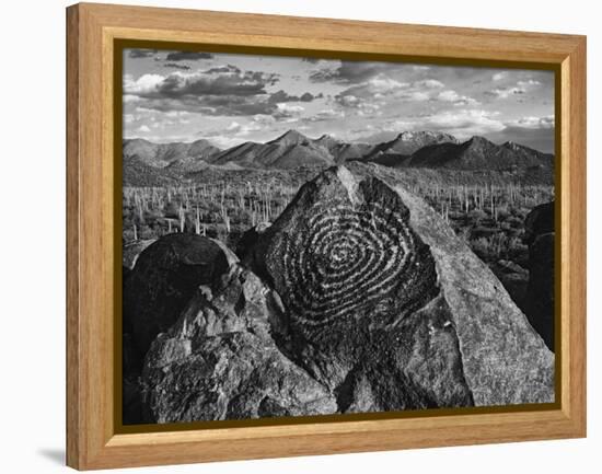 USA, Arizona, Saguaro National Park. Petroglyphs on Signal Hill-Dennis Flaherty-Framed Premier Image Canvas