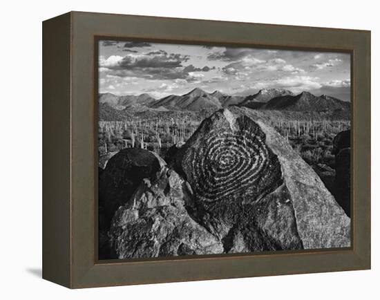 USA, Arizona, Saguaro National Park. Petroglyphs on Signal Hill-Dennis Flaherty-Framed Premier Image Canvas