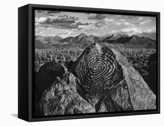 USA, Arizona, Saguaro National Park. Petroglyphs on Signal Hill-Dennis Flaherty-Framed Premier Image Canvas