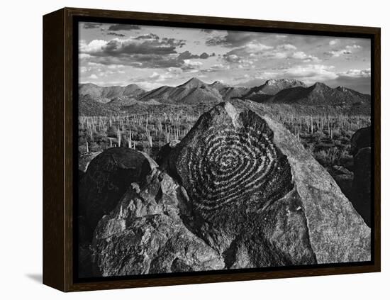 USA, Arizona, Saguaro National Park. Petroglyphs on Signal Hill-Dennis Flaherty-Framed Premier Image Canvas