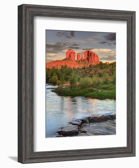 USA, Arizona, Sedona, Cathedral Rock Glowing at Sunset-Michele Falzone-Framed Photographic Print