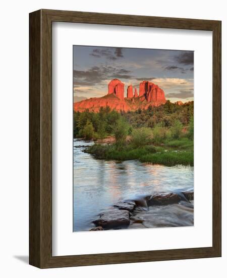 USA, Arizona, Sedona, Cathedral Rock Glowing at Sunset-Michele Falzone-Framed Photographic Print