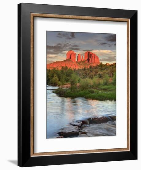 USA, Arizona, Sedona, Cathedral Rock Glowing at Sunset-Michele Falzone-Framed Photographic Print