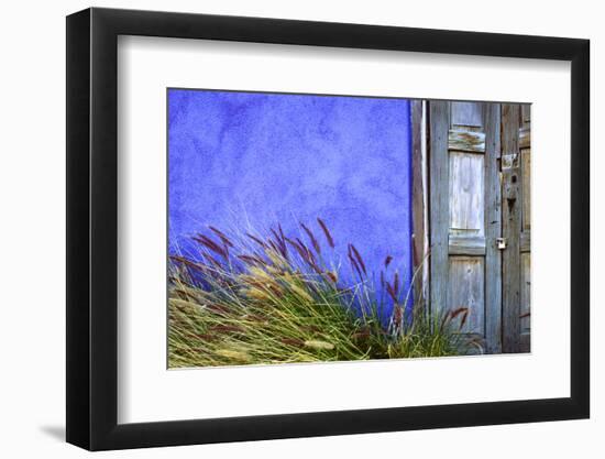 USA, Arizona, Tucson. Colorful wall and weathered door.-Jaynes Gallery-Framed Photographic Print