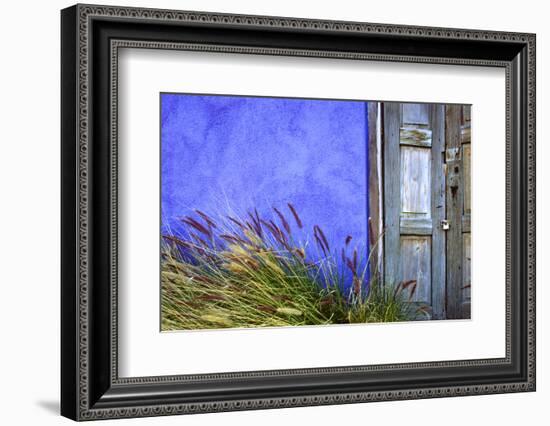 USA, Arizona, Tucson. Colorful wall and weathered door.-Jaynes Gallery-Framed Photographic Print