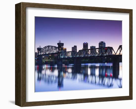 USA, Arkansas, Little Rock, City Skyline from the Arkansas River-Walter Bibikow-Framed Photographic Print