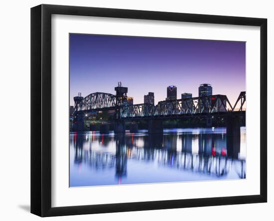 USA, Arkansas, Little Rock, City Skyline from the Arkansas River-Walter Bibikow-Framed Photographic Print