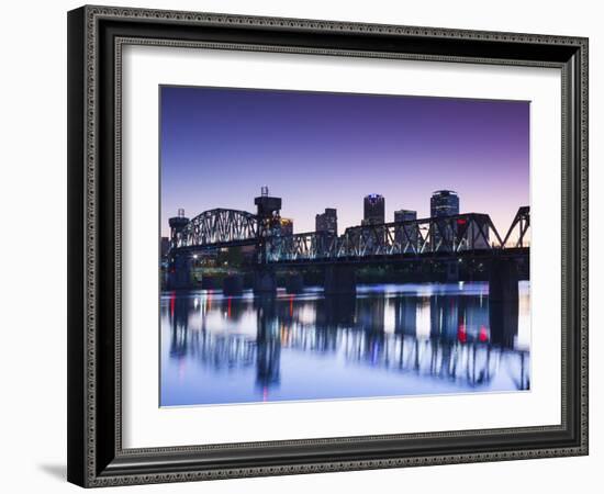 USA, Arkansas, Little Rock, City Skyline from the Arkansas River-Walter Bibikow-Framed Photographic Print