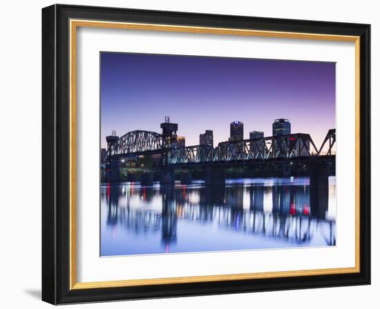 USA, Arkansas, Little Rock, City Skyline from the Arkansas River-Walter Bibikow-Framed Photographic Print