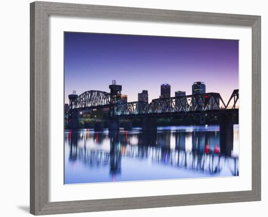 USA, Arkansas, Little Rock, City Skyline from the Arkansas River-Walter Bibikow-Framed Photographic Print