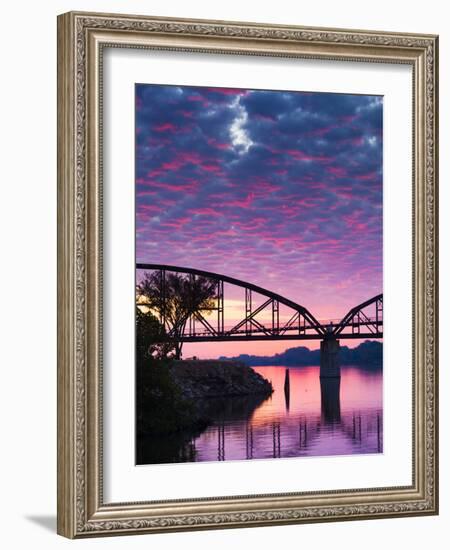 USA, Arkansas, Little Rock, Clinton Presidential Park Bridge and Arkansas River-Walter Bibikow-Framed Photographic Print