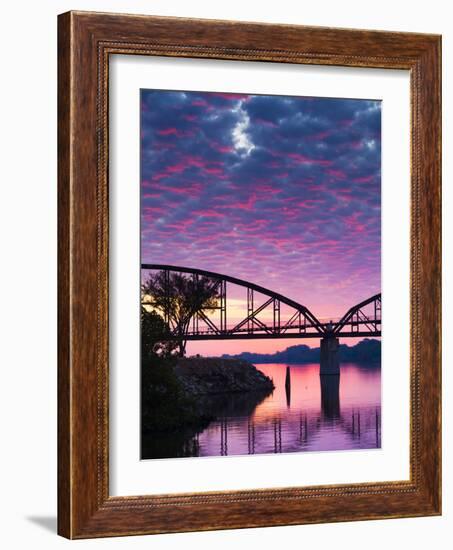 USA, Arkansas, Little Rock, Clinton Presidential Park Bridge and Arkansas River-Walter Bibikow-Framed Photographic Print