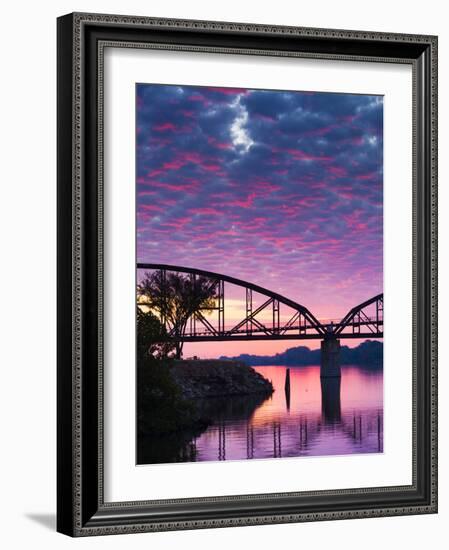 USA, Arkansas, Little Rock, Clinton Presidential Park Bridge and Arkansas River-Walter Bibikow-Framed Photographic Print