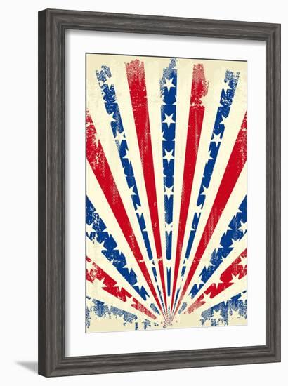 USA Brushed Sunbeams. A Vintage American Poster with a Texture-Christophe BOISSON-Framed Art Print