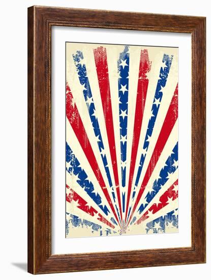 USA Brushed Sunbeams. A Vintage American Poster with a Texture-Christophe BOISSON-Framed Art Print