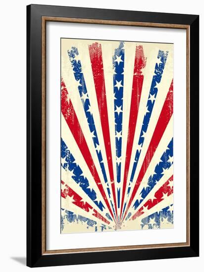 USA Brushed Sunbeams. A Vintage American Poster with a Texture-Christophe BOISSON-Framed Art Print