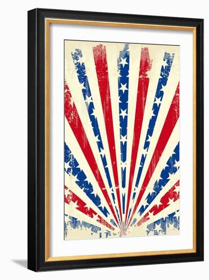 USA Brushed Sunbeams. A Vintage American Poster with a Texture-Christophe BOISSON-Framed Art Print