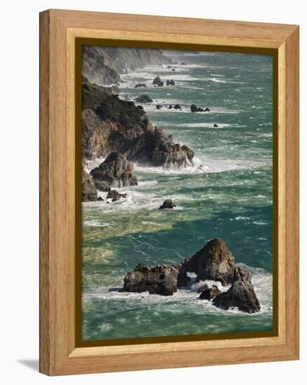 USA, California, Big Sur. Waves Hit Coast and Rocks-Ann Collins-Framed Premier Image Canvas