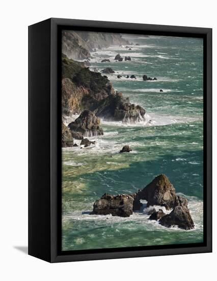 USA, California, Big Sur. Waves Hit Coast and Rocks-Ann Collins-Framed Premier Image Canvas