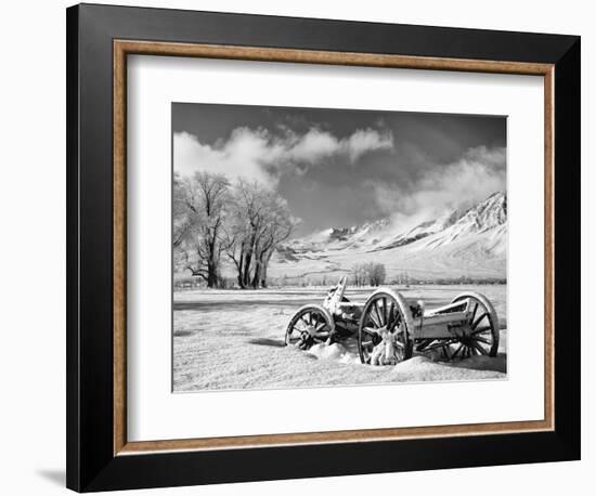 USA, California, Bishop. Snow-Covered Vintage Wagon in Owens Valley-Dennis Flaherty-Framed Photographic Print