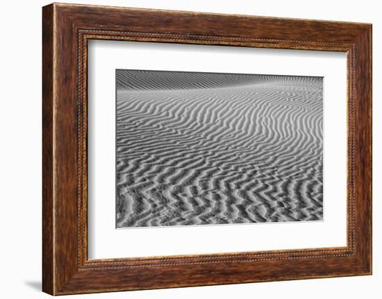 USA, California. Black and white image of windblown sand dune-Judith Zimmerman-Framed Photographic Print