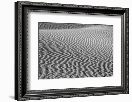 USA, California. Black and white image of windblown sand dune-Judith Zimmerman-Framed Photographic Print