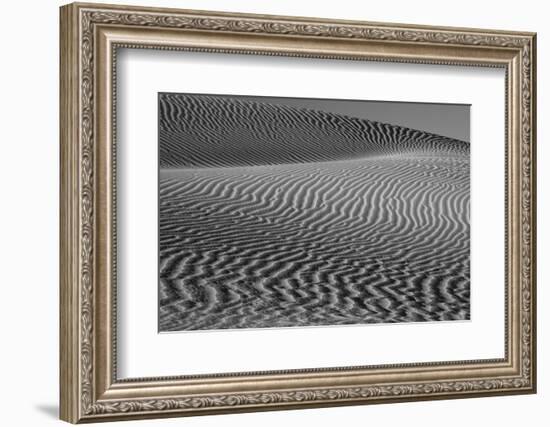 USA, California. Black and white image of windblown sand dune-Judith Zimmerman-Framed Photographic Print