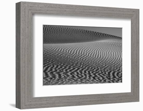 USA, California. Black and white image of windblown sand dune-Judith Zimmerman-Framed Photographic Print