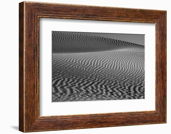 USA, California. Black and white image of windblown sand dune-Judith Zimmerman-Framed Photographic Print