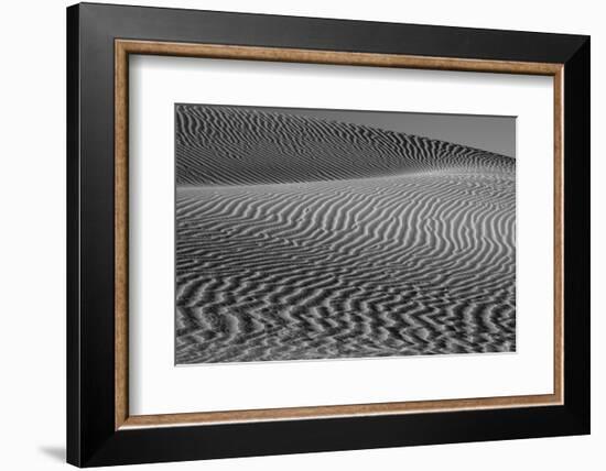 USA, California. Black and white image of windblown sand dune-Judith Zimmerman-Framed Photographic Print