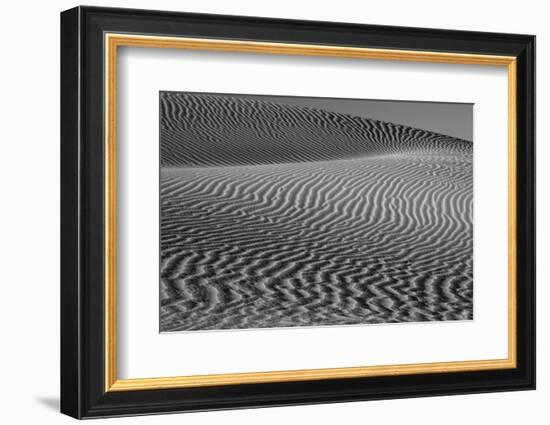 USA, California. Black and white image of windblown sand dune-Judith Zimmerman-Framed Photographic Print