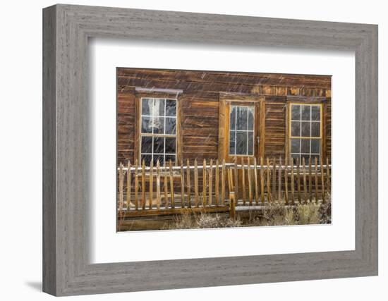 USA, California, Bodie. Abandoned Building in Snowfall-Don Paulson-Framed Photographic Print