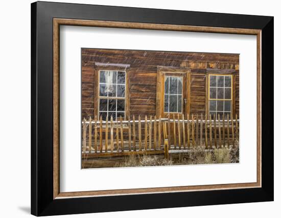 USA, California, Bodie. Abandoned Building in Snowfall-Don Paulson-Framed Photographic Print