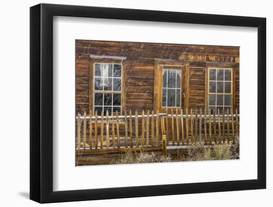 USA, California, Bodie. Abandoned Building in Snowfall-Don Paulson-Framed Photographic Print