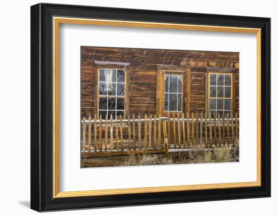 USA, California, Bodie. Abandoned Building in Snowfall-Don Paulson-Framed Photographic Print