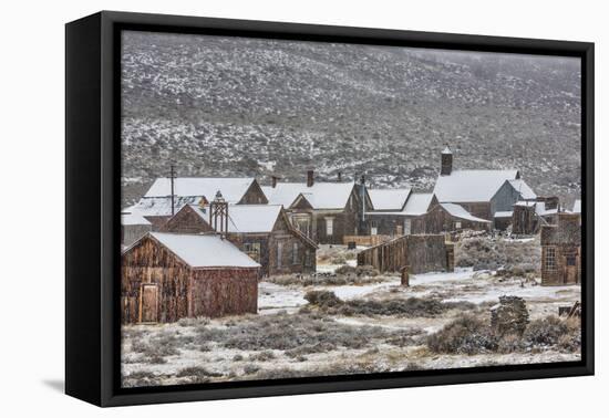 USA, California, Bodie. Abandoned Buildings in Snowfall-Don Paulson-Framed Premier Image Canvas