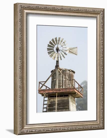 USA California. Cayucos, old wooden water tower with windmill for pumping-Alison Jones-Framed Photographic Print